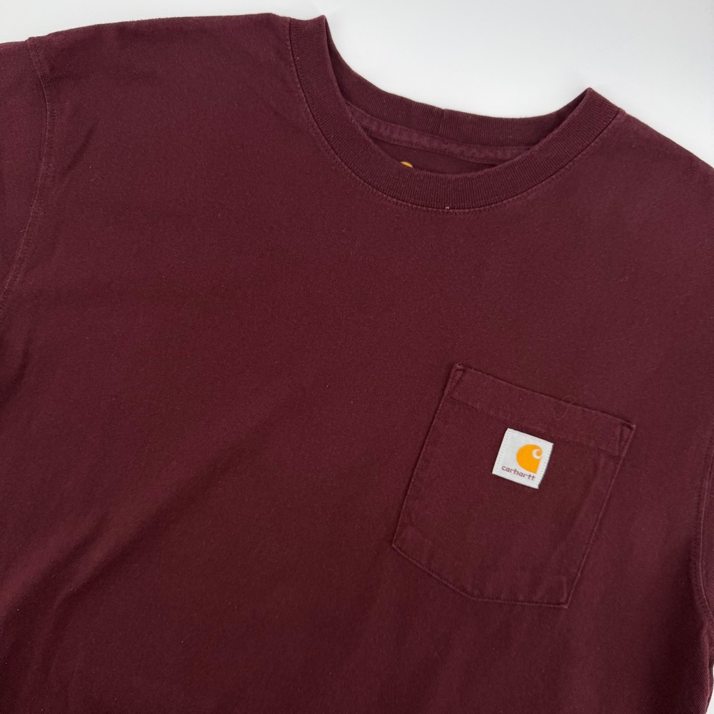 Carhartt Burgundy Original Fit Short Sleeve Pocket T Shirt‎ Mens Size Large